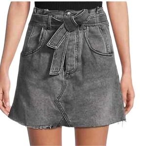 FREE PEOPLE Washed Black East of Eden Paper Bag Jean Skirt
